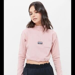 Adidas urban outfitters cropped half zip sweatshirt small